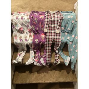 Lot of Carter's & Old Navy One Piece Zipper Down Closed Footed PJs Size 5T